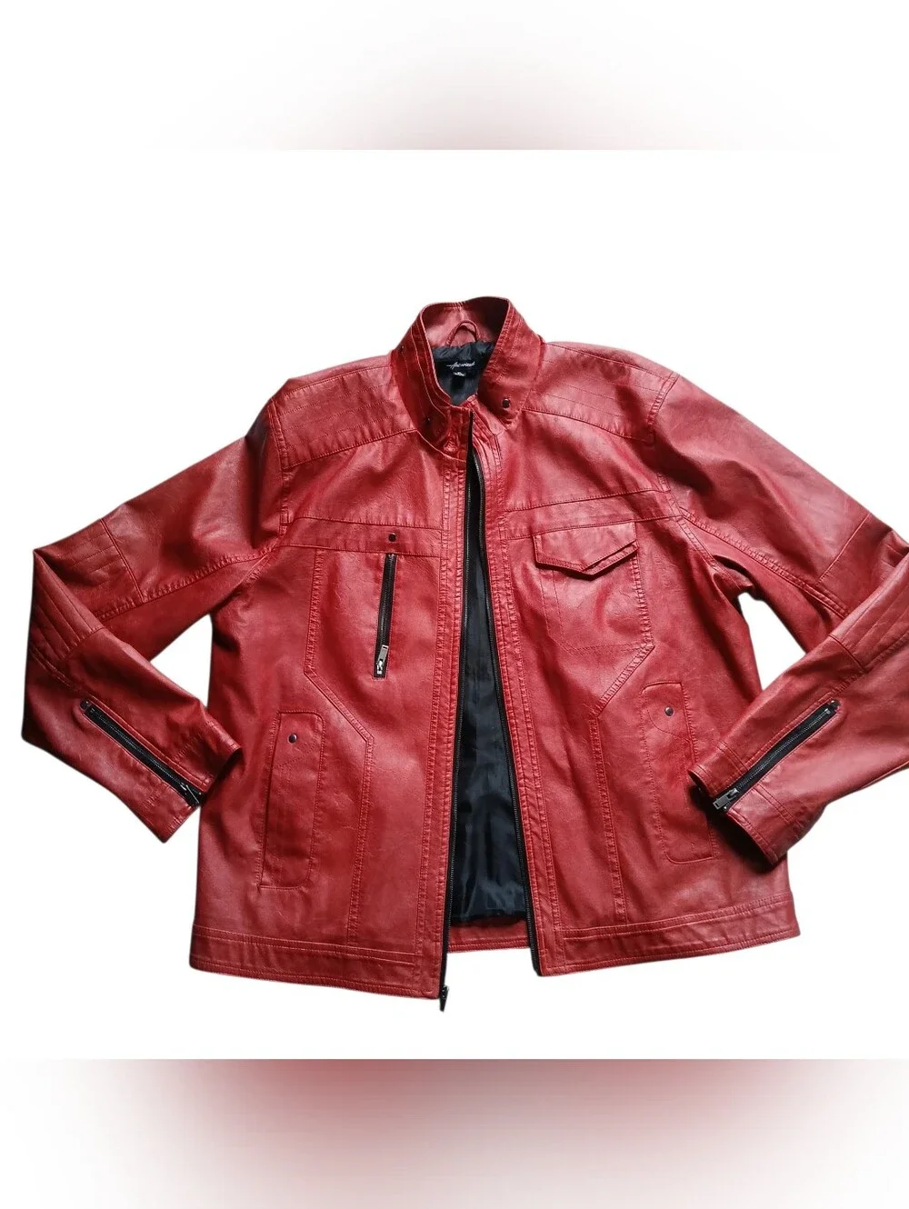 MatPat Authorized Label Signature Red Faux Leather Jacket GAME THEORY Size XL